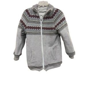 Vintage Hallelujah Gray Full Zip Nodic Reversible Knit Sweater Womens Medium